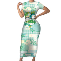 Personalized Japanese Kawaii Sushi Family Matching Short Sleeve Bodycon Dress and Hawaiian Shirt Green Wagara Palaka This Is How I Roll LT9 Mom's Dress Green - Polynesian Pride