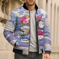 Personalized Japanese Kawaii Sushi Bomber Puffer Jacket Blue Wagara Palaka This Is How I Roll