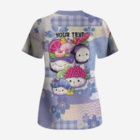 Personalized Japanese Kawaii Sushi Scrub Top Blue Wagara Palaka This Is How I Roll