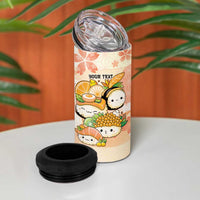 Personalized Japanese Kawaii Sushi 4 in 1 Can Cooler Tumbler Peach Wagara Palaka This Is How I Roll