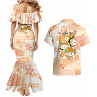 Personalized Japanese Kawaii Sushi Couples Matching Mermaid Dress and Hawaiian Shirt Peach Wagara Palaka This Is How I Roll