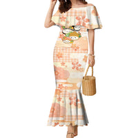 Personalized Japanese Kawaii Sushi Family Matching Mermaid Dress and Hawaiian Shirt Peach Wagara Palaka This Is How I Roll LT9 Mom's Dress Peach - Polynesian Pride