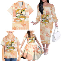 Personalized Japanese Kawaii Sushi Family Matching Off The Shoulder Long Sleeve Dress and Hawaiian Shirt Peach Wagara Palaka This Is How I Roll LT9 - Polynesian Pride