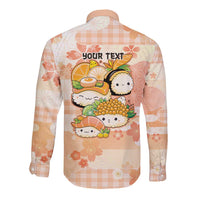 Personalized Japanese Kawaii Sushi Long Sleeve Button Shirt Peach Wagara Palaka This Is How I Roll