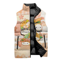 Personalized Japanese Kawaii Sushi Sleeveless Puffer Jacket Peach Wagara Palaka This Is How I Roll
