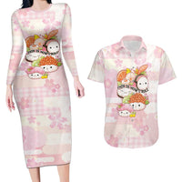 Personalized Japanese Kawaii Sushi Couples Matching Long Sleeve Bodycon Dress and Hawaiian Shirt Pink Wagara Palaka This Is How I Roll