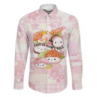 Personalized Japanese Kawaii Sushi Family Matching Mermaid Dress and Hawaiian Shirt Pink Wagara Palaka This Is How I Roll LT9 Dad's Shirt - Long Sleeve Pink - Polynesian Pride