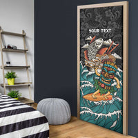 Personalized Japanese Koi Fish Ramen Door Cover Tiki Surfing Wagara Hibiscus Pattern
