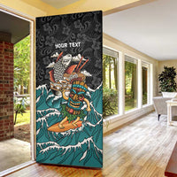 Personalized Japanese Koi Fish Ramen Door Cover Tiki Surfing Wagara Hibiscus Pattern