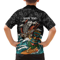 Personalized Japanese Koi Fish Ramen Hawaiian Shirt Tiki Surfing Wagara Hibiscus Pattern