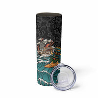 Personalized Japanese Koi Fish Ramen Skinny Tumbler Tiki Surfing Wagara Hibiscus Pattern