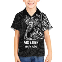 Black Guam Latte Stone Tribal Tattoo Family Matching Summer Maxi Dress and Hawaiian Shirt Hafa Adai Six 7 One