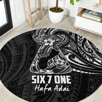 Black Guam Latte Stone Tribal Tattoo Round Carpet Hafa Adai Six 7 One