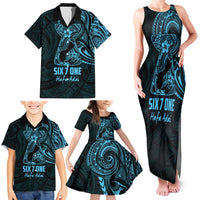 Blue Guam Latte Stone Tribal Tattoo Family Matching Tank Maxi Dress and Hawaiian Shirt Hafa Adai Six 7 One LT9 - Polynesian Pride