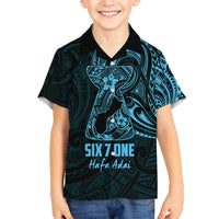 Blue Guam Latte Stone Tribal Tattoo Family Matching Tank Maxi Dress and Hawaiian Shirt Hafa Adai Six 7 One LT9 Son's Shirt Blue - Polynesian Pride