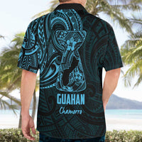 Blue Guam Latte Stone Tribal Tattoo Hawaiian Shirt Hafa Adai Six 7 One