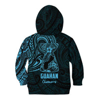 Blue Guam Latte Stone Tribal Tattoo Kid Hoodie Hafa Adai Six 7 One