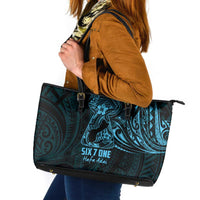 Blue Guam Latte Stone Tribal Tattoo Leather Tote Bag Hafa Adai Six 7 One LT9 Blue - Polynesian Pride
