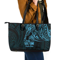 Blue Guam Latte Stone Tribal Tattoo Leather Tote Bag Hafa Adai Six 7 One LT9 - Polynesian Pride