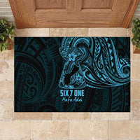 Blue Guam Latte Stone Tribal Tattoo Rubber Doormat Hafa Adai Six 7 One