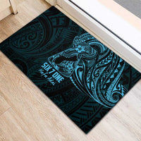 Blue Guam Latte Stone Tribal Tattoo Rubber Doormat Hafa Adai Six 7 One