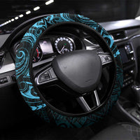 Blue Guam Latte Stone Tribal Tattoo Steering Wheel Cover Hafa Adai Six 7 One LT9 Universal Fit Blue - Polynesian Pride