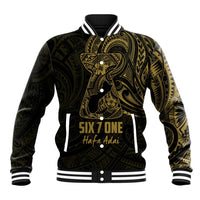 Gold Guam Latte Stone Tribal Tattoo Baseball Jacket Hafa Adai Six 7 One