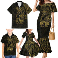Gold Guam Latte Stone Tribal Tattoo Family Matching Mermaid Dress and Hawaiian Shirt Hafa Adai Six 7 One LT9 - Polynesian Pride