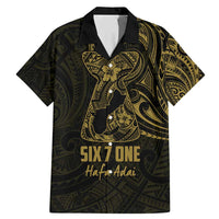 Gold Guam Latte Stone Tribal Tattoo Family Matching Mermaid Dress and Hawaiian Shirt Hafa Adai Six 7 One LT9 Dad's Shirt - Short Sleeve Gold - Polynesian Pride