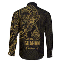 Gold Guam Latte Stone Tribal Tattoo Family Matching Short Sleeve Bodycon Dress and Hawaiian Shirt Hafa Adai Six 7 One LT9 - Polynesian Pride
