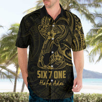 Gold Guam Latte Stone Tribal Tattoo Hawaiian Shirt Hafa Adai Six 7 One
