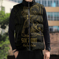 Gold Guam Latte Stone Tribal Tattoo Sleeveless Puffer Jacket Hafa Adai Six 7 One LT9 - Polynesian Pride