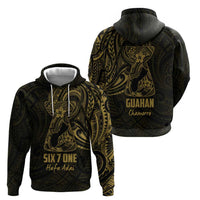 Gold Guam Latte Stone Tribal Tattoo Zip Hoodie Hafa Adai Six 7 One