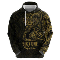 Gold Guam Latte Stone Tribal Tattoo Zip Hoodie Hafa Adai Six 7 One