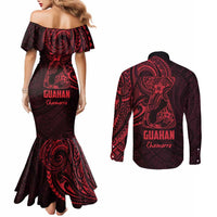 Oxblood Guam Latte Stone Tribal Tattoo Couples Matching Mermaid Dress and Long Sleeve Button Shirt Hafa Adai Six 7 One