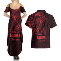 Oxblood Guam Latte Stone Tribal Tattoo Couples Matching Summer Maxi Dress and Hawaiian Shirt Hafa Adai Six 7 One