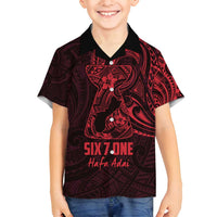 Oxblood Guam Latte Stone Tribal Tattoo Family Matching Long Sleeve Bodycon Dress and Hawaiian Shirt Hafa Adai Six 7 One LT9 Son's Shirt Oxblood - Polynesian Pride