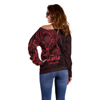 Oxblood Guam Latte Stone Tribal Tattoo Off Shoulder Sweater Hafa Adai Six 7 One