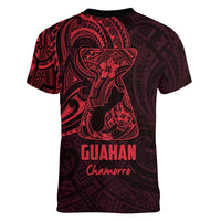 Oxblood Guam Latte Stone Tribal Tattoo Women V-Neck T-Shirt Hafa Adai Six 7 One
