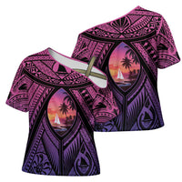 Guam Chamorro Artsy Cross Shoulder Shirt Guahan Sunset Beach - Polynesian Pride