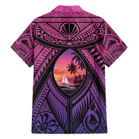Guam Chamorro Artsy Family Matching Off Shoulder Short Dress and Hawaiian Shirt Guahan Sunset Beach