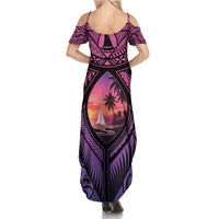 Guam Chamorro Artsy Family Matching Summer Maxi Dress and Hawaiian Shirt Guahan Sunset Beach