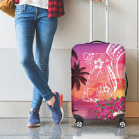 Guam Latte Stone with Map Luggage Cover Bougainvillea Beach Sunset