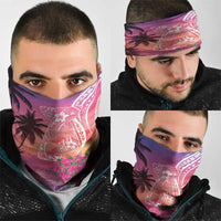 Guam Latte Stone with Map Neck Gaiter Bougainvillea Beach Sunset - Polynesian Pride