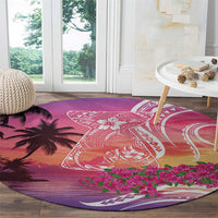 Guam Latte Stone with Map Round Carpet Bougainvillea Beach Sunset