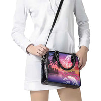 Guam Latte Stone with Map Shoulder Handbag Bougainvillea Beach Sunset