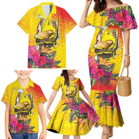 Papua New Guinea Cultural Tropical Flowers Family Matching Mermaid Dress and Hawaiian Shirt LT9 - Polynesian Pride