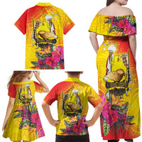 Papua New Guinea Cultural Tropical Flowers Family Matching Off Shoulder Maxi Dress and Hawaiian Shirt LT9 - Polynesian Pride