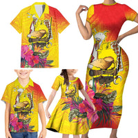 Papua New Guinea Cultural Tropical Flowers Family Matching Short Sleeve Bodycon Dress and Hawaiian Shirt LT9 - Polynesian Pride