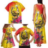 Papua New Guinea Cultural Tropical Flowers Family Matching Tank Maxi Dress and Hawaiian Shirt LT9 - Polynesian Pride